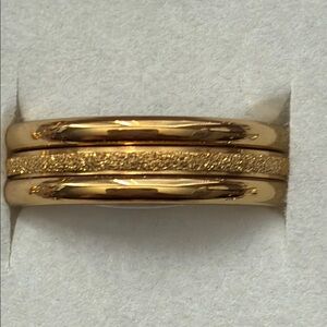 3 Band Gold Tone Women's Ring - Stainless Steel